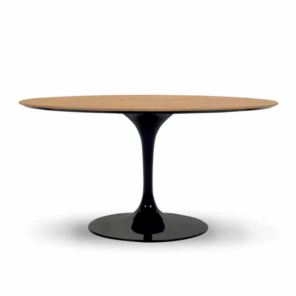 Masa rotunda de sufragerie cu blat furniruit fin Made in Italy - Dolari Viadurini