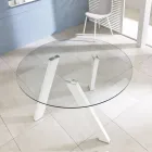 Masă rotundă Adamo cu blat de sticlă, design modern Viadurini