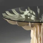 mese de masă rotundă din lemn cu sticla călită top Dalia Viadurini