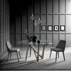 Masa rotunda din sticla transparenta si picioare din poliuretan - Stalto Viadurini