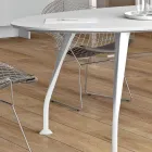 Masa de intalnire ovala din melaminata alba - Fadila Viadurini