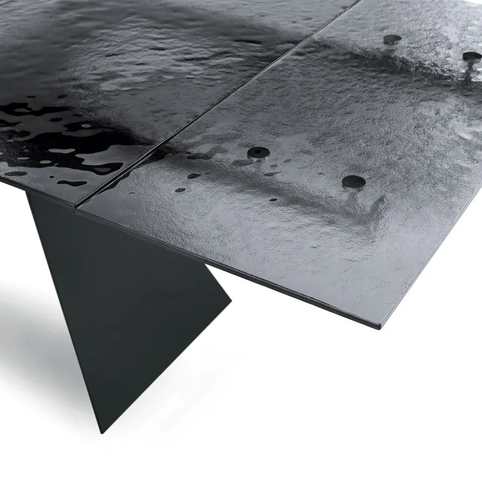 Masă de living 160x90 cu blat transparent din sticlă ciocănită - Martello Viadurini