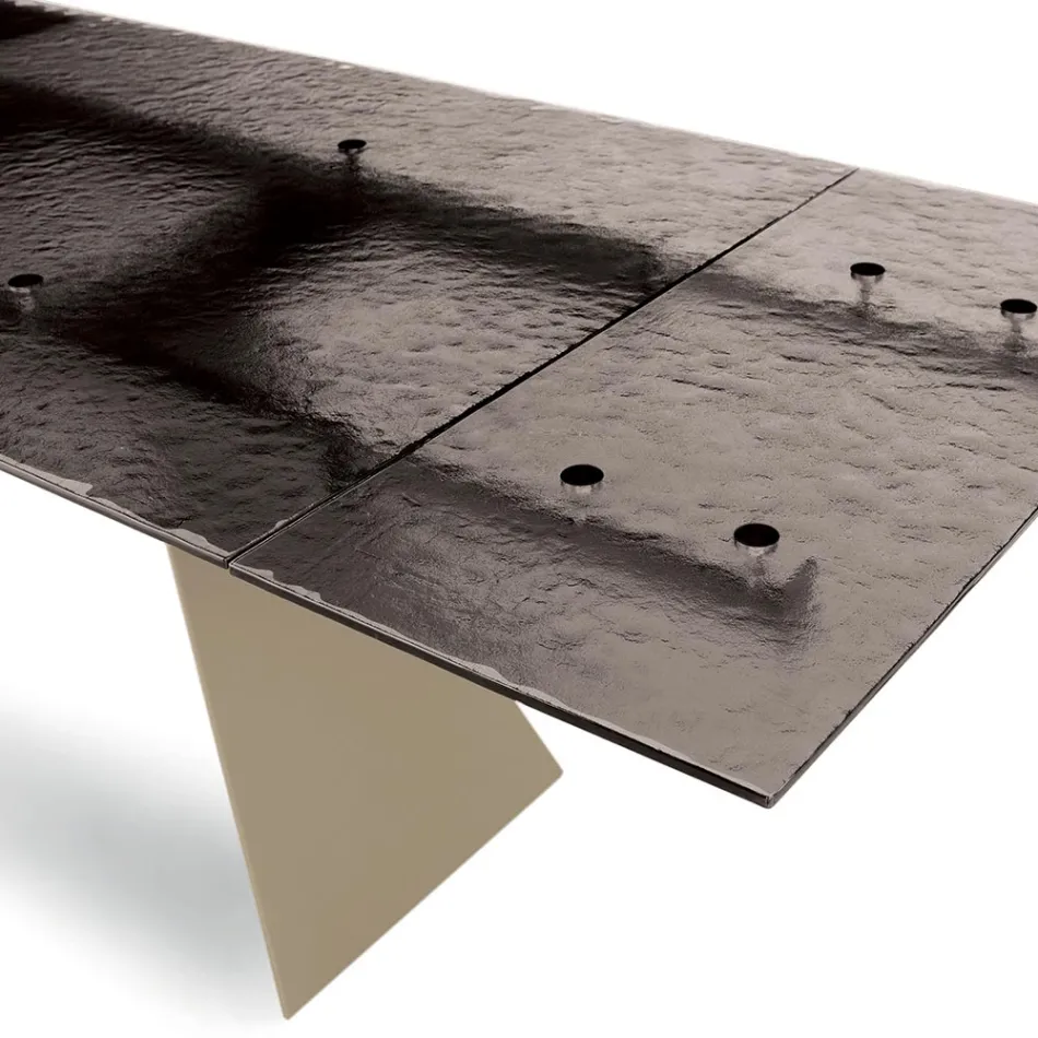 Masă de living 160x90 cu blat transparent din sticlă ciocănită - Martello Viadurini