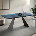 Masă de living 160x90 cu blat transparent din sticlă ciocănită - Martello Viadurini