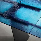 Masă de living 160x90 cu blat transparent din sticlă ciocănită - Martello Viadurini