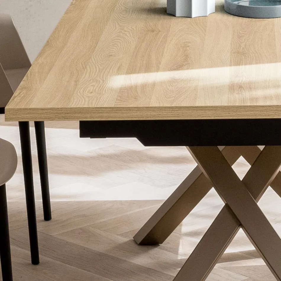 Masă extensibilă de living 260 sau 300 cm din metal și HPL - Borgo Viadurini