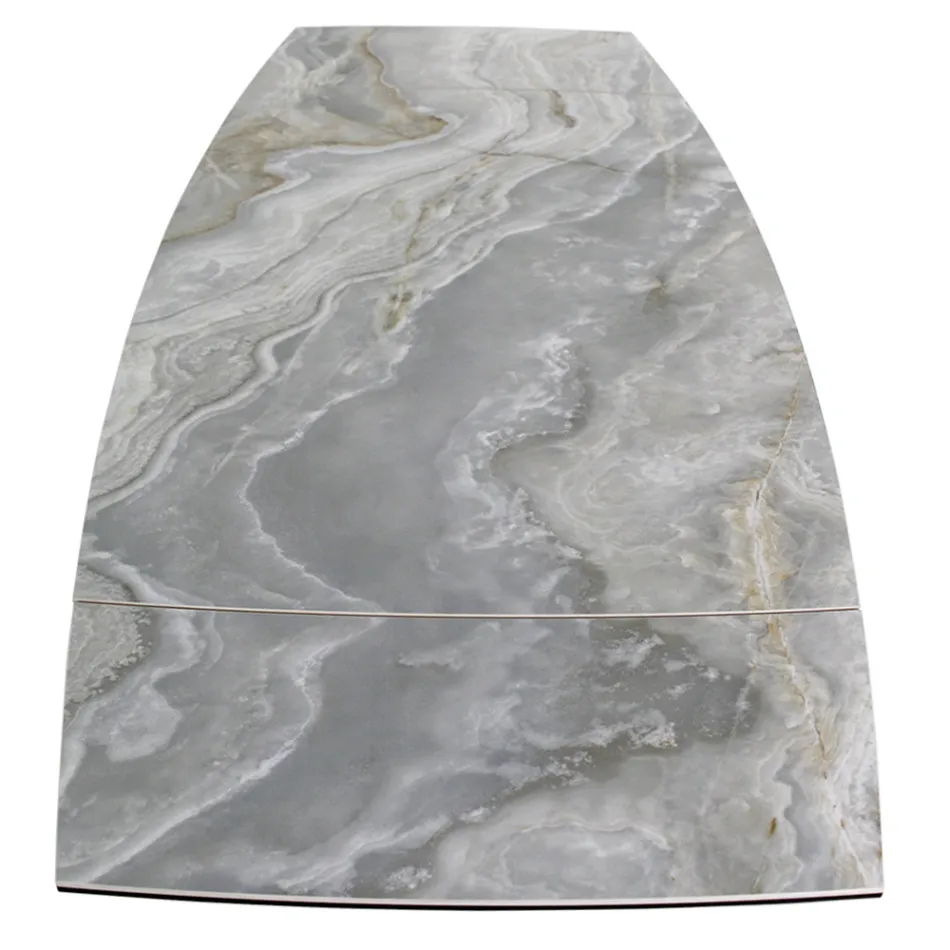 Masa de living extensibila cu blat in forma de butoi din ceramica Made in Italy - Ochelari Viadurini