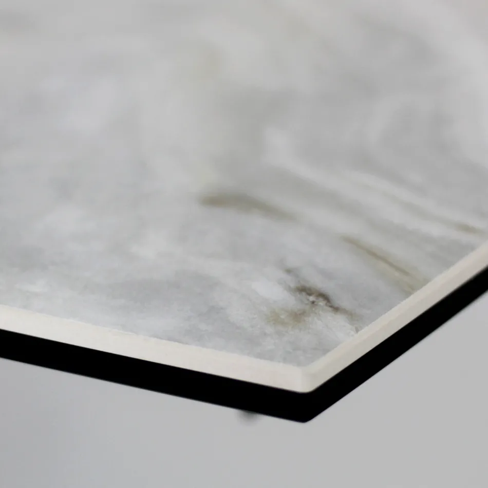 Masa de living extensibila cu blat in forma de butoi din ceramica Made in Italy - Ochelari Viadurini