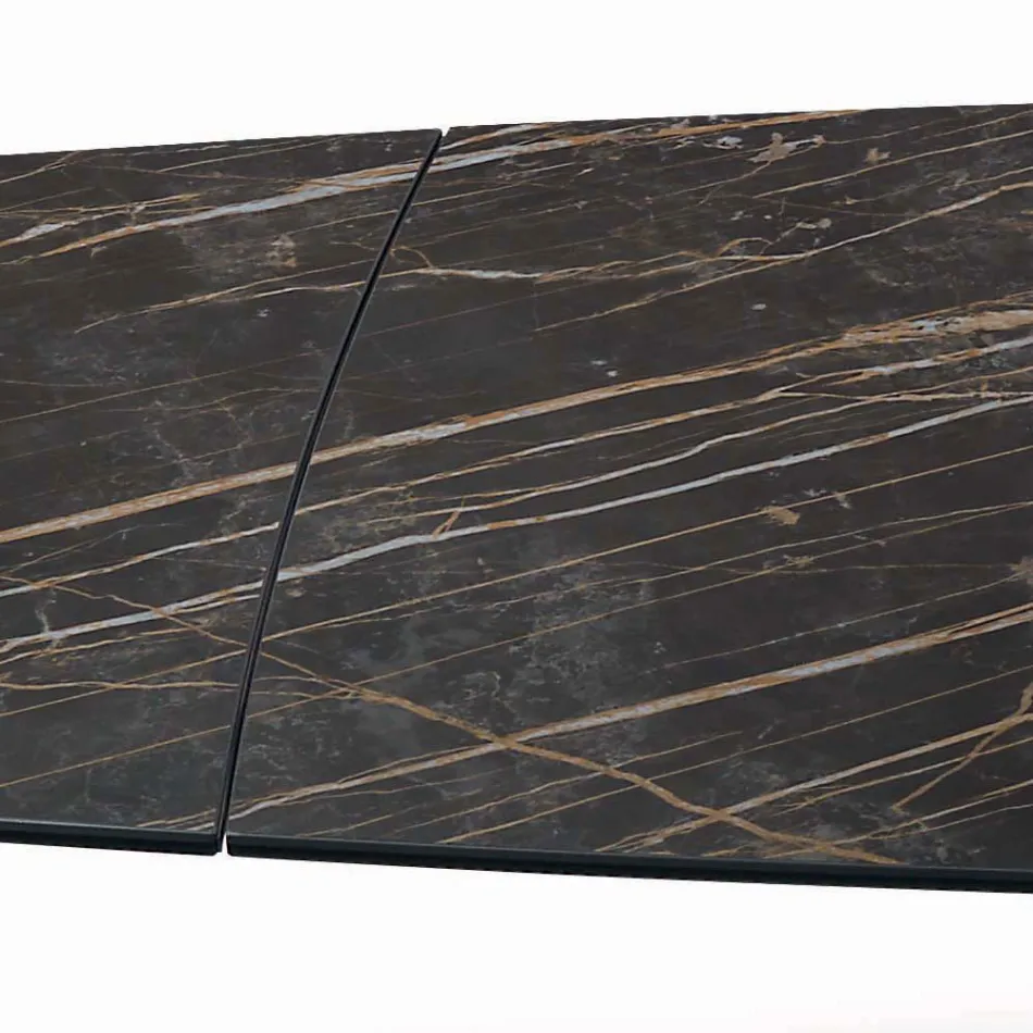 Masa de living extensibila cu blat in forma de butoi din ceramica Made in Italy - Ochelari Viadurini