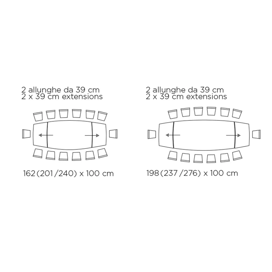 Masa de living extensibila cu blat in forma de butoi din ceramica Made in Italy - Ochelari Viadurini