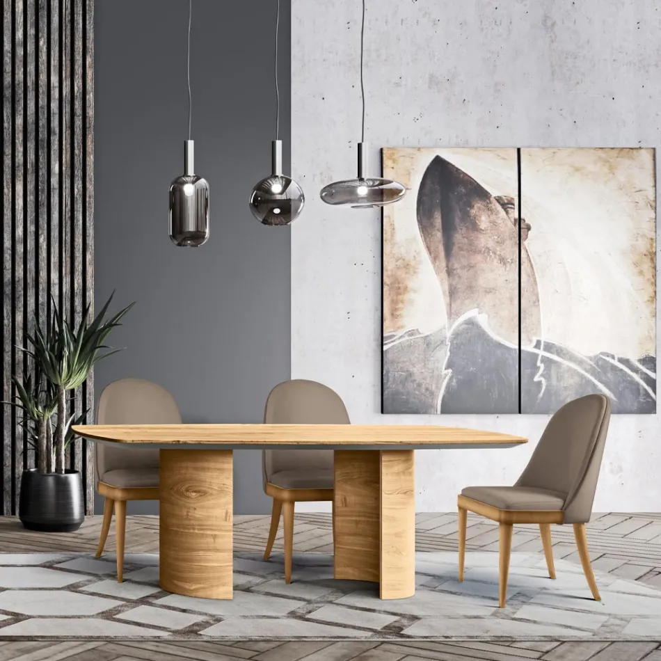 Masa de living cu blat si baza din lemn Made in Italy - Licitatie Viadurini