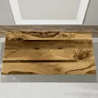 Masa de living cu blat din stejar si rasina epoxidica colorata - Miklas Viadurini