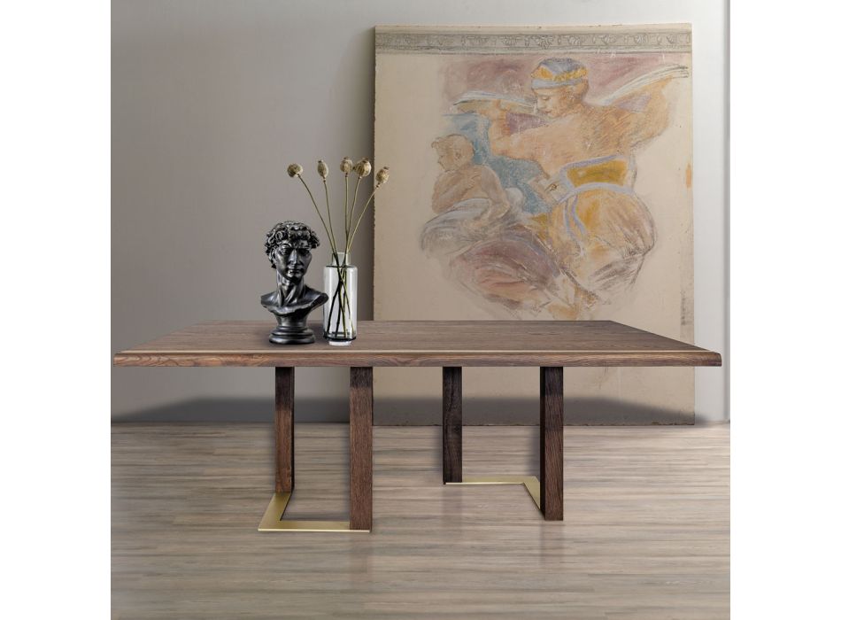 Masa de Sufragerie cu Structura din Stejar Innodat Made in Italy - Giusy Viadurini