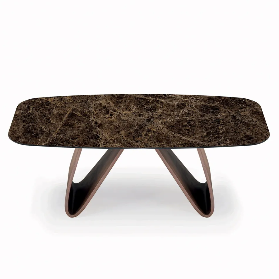 Masa fixa de living cu baza din lemn Made in Italy - Equatore Viadurini