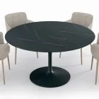 Masa rotunda fixa de living din laminat si aluminiu Made in Italy - Dolari Viadurini