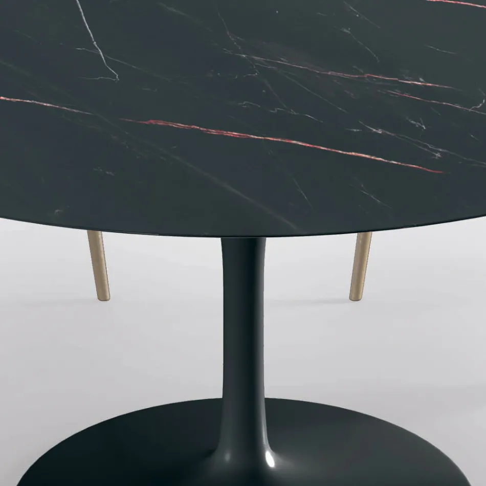 Masa rotunda fixa de living din laminat si aluminiu Made in Italy - Dolari Viadurini