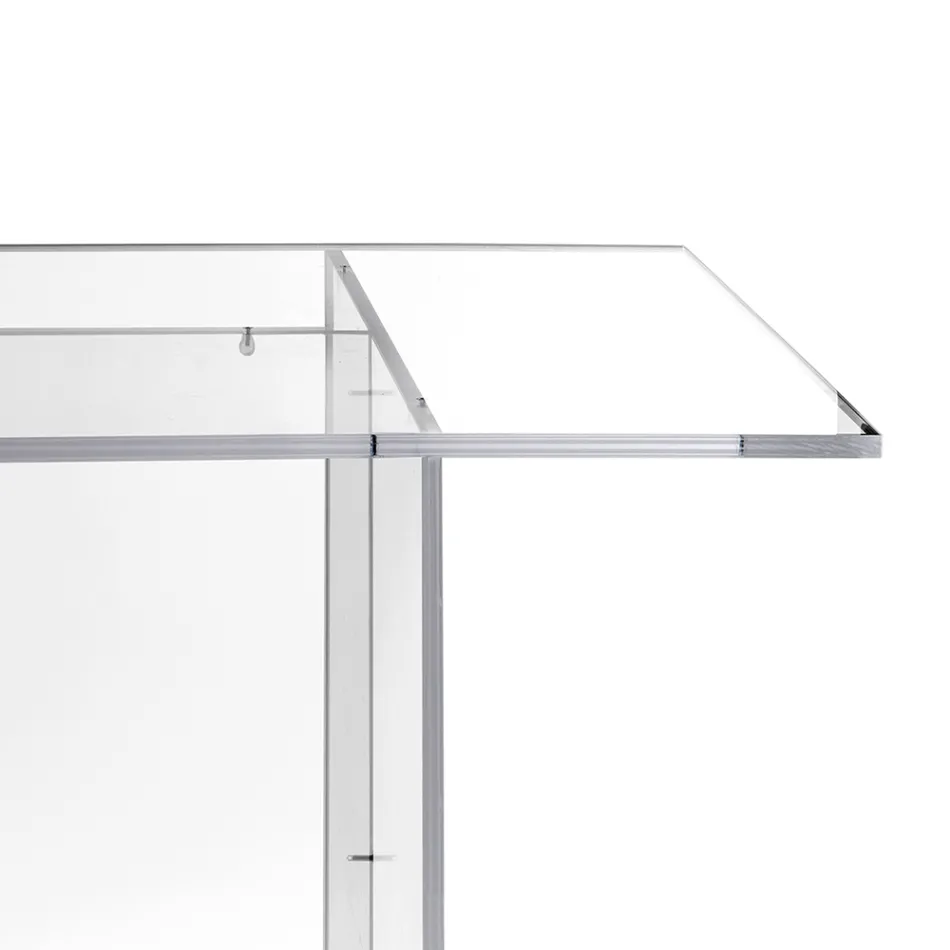 Masă Selenia cu design minimalist din plexiglas transparent, fabricată în Italia Viadurini