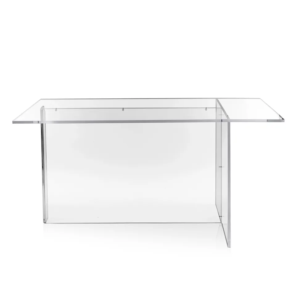 Masă Selenia din plexiglas transparent cu design minimalist, fabricată în Italia Viadurini