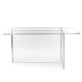 Masă Selenia cu design minimalist din plexiglas transparent, fabricată în Italia