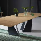 Masă de design extensibilă Până la 294 cm în lemn și metal Made in Italy - Nuzzo Viadurini