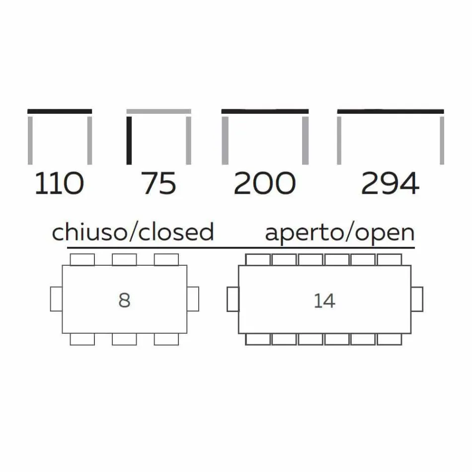 Masă de design extensibilă Până la 294 cm în lemn și metal Made in Italy - Nuzzo Viadurini