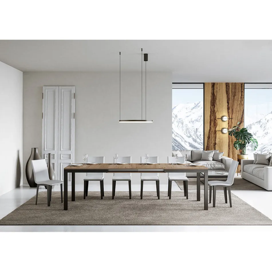 Masa de design cu blat din lemn extensibila pana la 440 cm Made in Italy - Foxy Viadurini