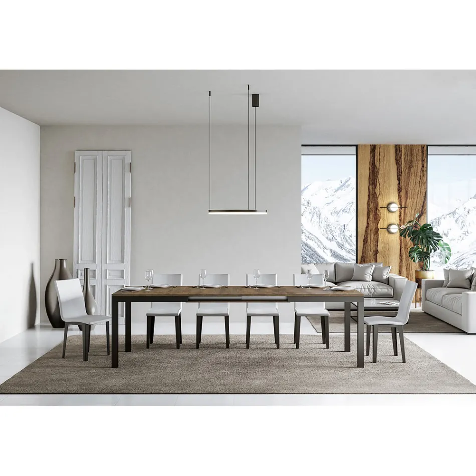 Masa de design cu blat din lemn extensibila pana la 440 cm Made in Italy - Foxy Viadurini
