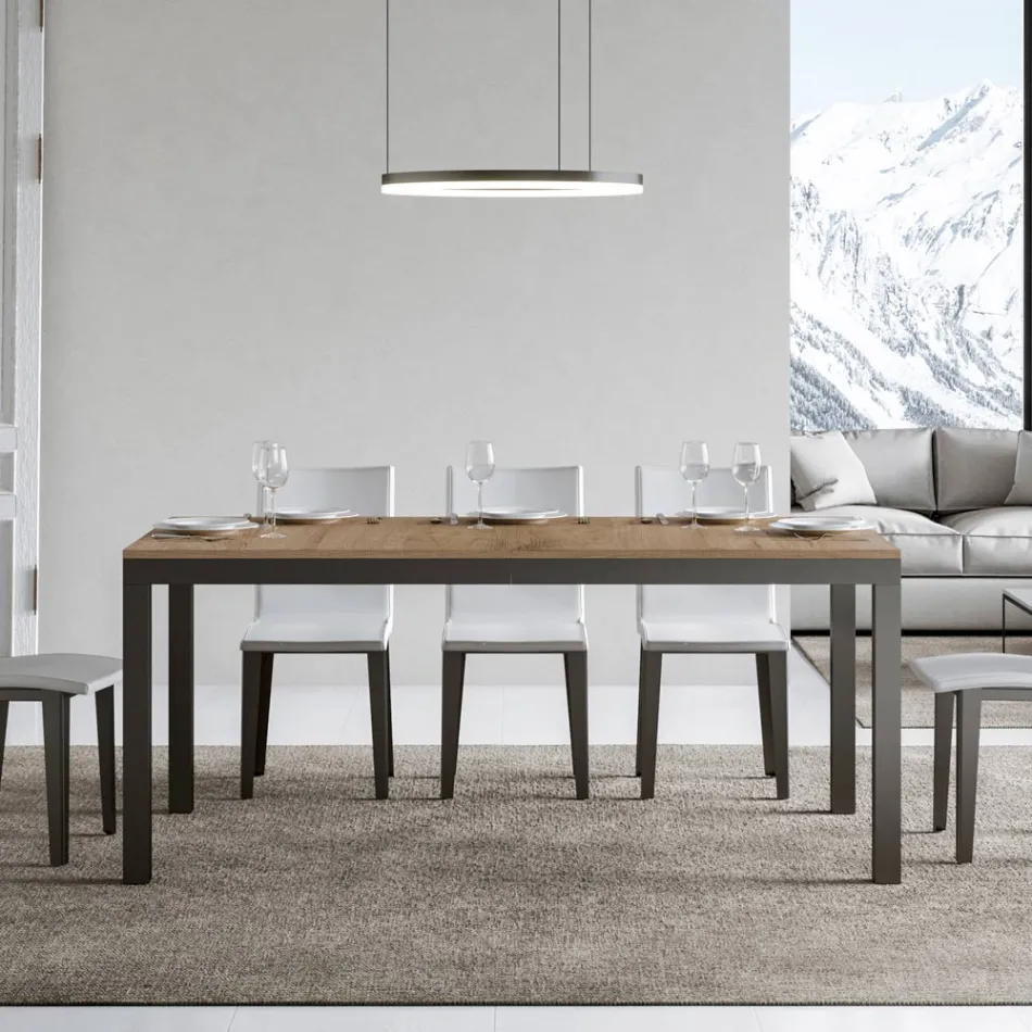 Masa de design cu blat din lemn extensibila pana la 440 cm Made in Italy - Foxy Viadurini