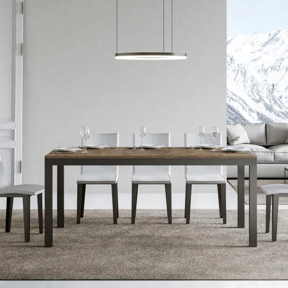Masa de design cu blat din lemn extensibila pana la 440 cm Made in Italy - Foxy Viadurini