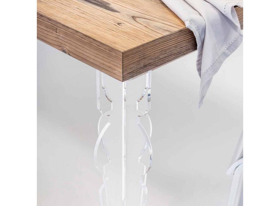 Design de masă din lemn de brad și plexiglas fabricat în Italia, Castro Viadurini