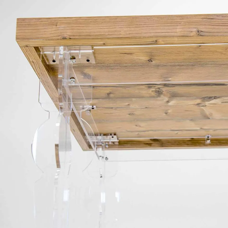 Design de masă din lemn de brad și plexiglas fabricat în Italia, Castro Viadurini