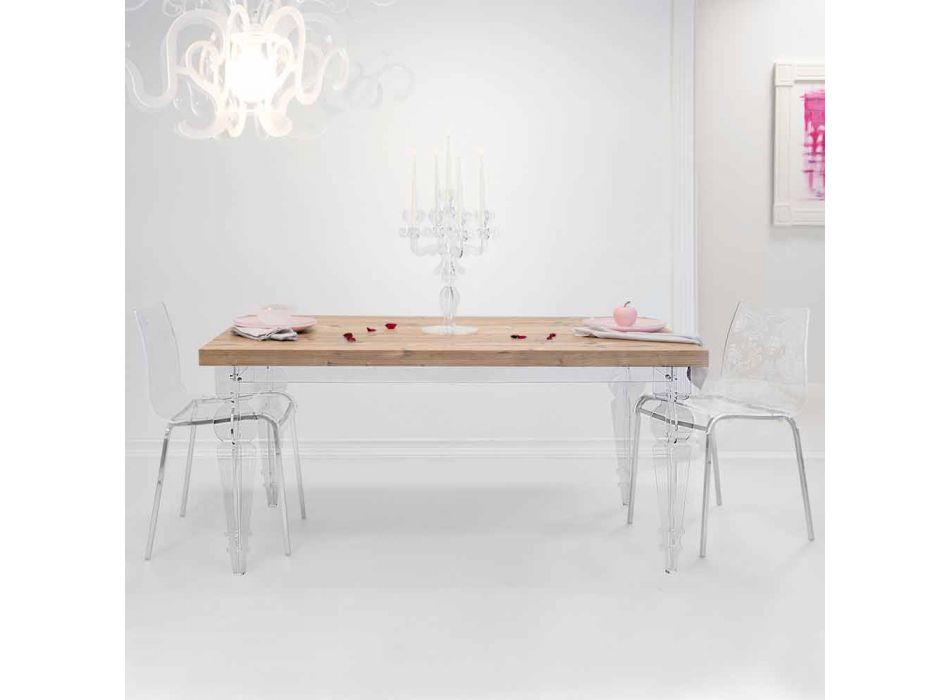 Design de masă din lemn de brad și plexiglas fabricat în Italia, Castro Viadurini