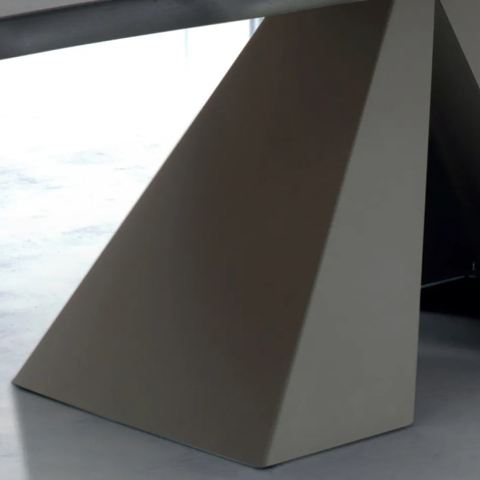 Masa de design din lemn furniruit si otel Made in Italy – Dalmata Viadurini