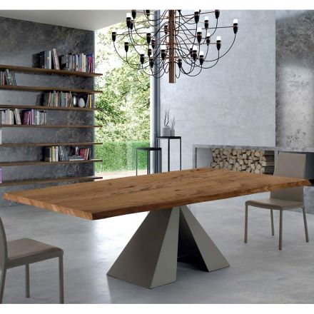 Masa de design din lemn furniruit si otel Made in Italy – Dalmata Viadurini