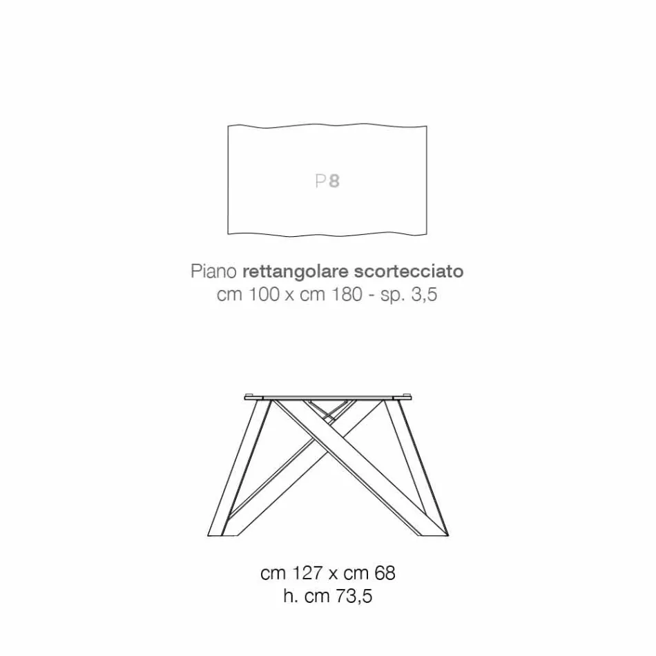 Design de masă din lemn masiv produs în Italia, Wilmer Viadurini