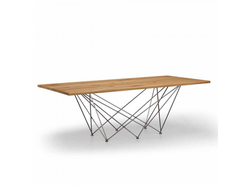 Design modern cu suport din lemn și bază metalică, Esperia Viadurini