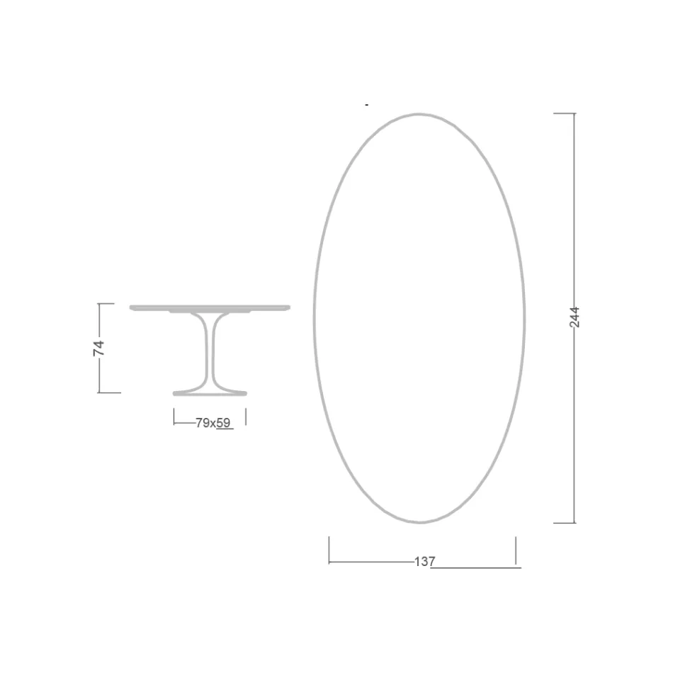 Masă Eero Saarinen H 74 cu blat oval din marmură Calacatta aurie Made in Italy - Scarlet Viadurini