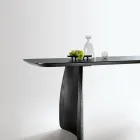 Masă cu aspect de lemn și picioare curbate în două dimensiuni și diverse finisaje - Argo Viadurini