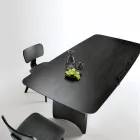 Masă cu aspect de lemn și picioare curbate în două dimensiuni și diverse finisaje - Argo Viadurini