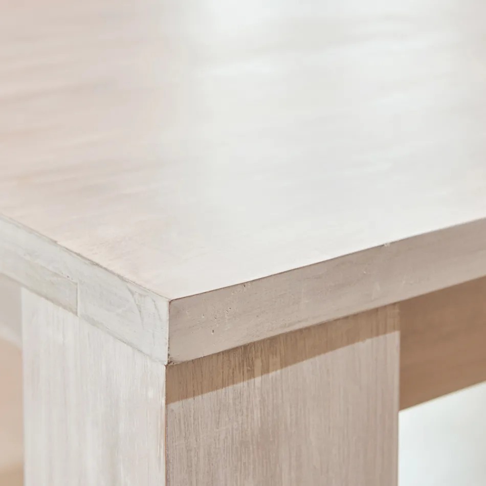 Masă fixă de living din lemn masiv de tec 190x100 cm - Flamandă Viadurini