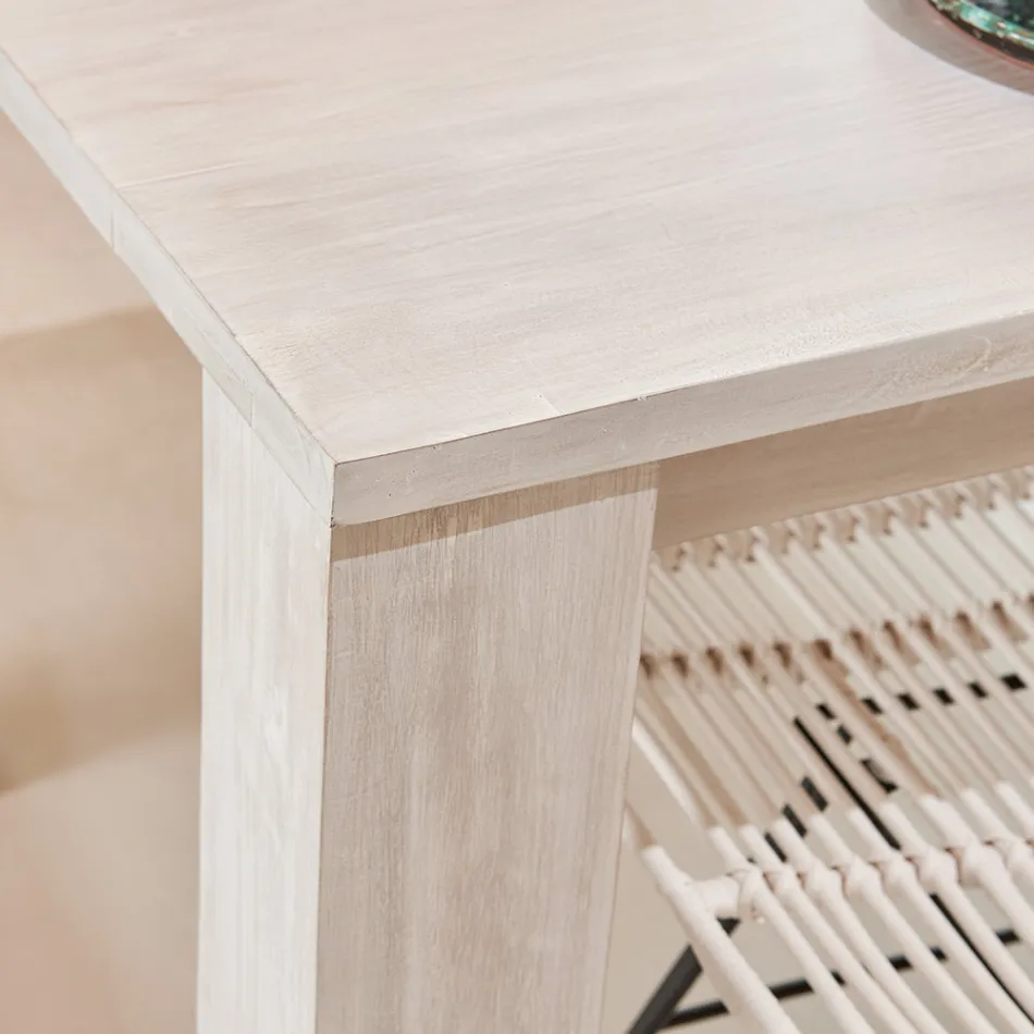 Masă fixă de living din lemn masiv de tec 190x100 cm - Flamandă Viadurini