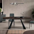 Masă fixă 210x109 cm din metal și stejar furniruit oval - Marcello Viadurini