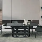 Masă fixă 210x110 cm cu blat din sticlă ciocănită fabricată în Italia - Tano Viadurini