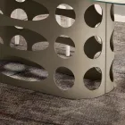 Masă fixă 210x110 cm cu blat din sticlă cu nervuri, fabricată în Italia - Tano Viadurini