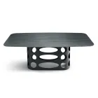 Masă fixă 210x110 cm cu blat din sticlă cu nervuri, fabricată în Italia - Tano Viadurini