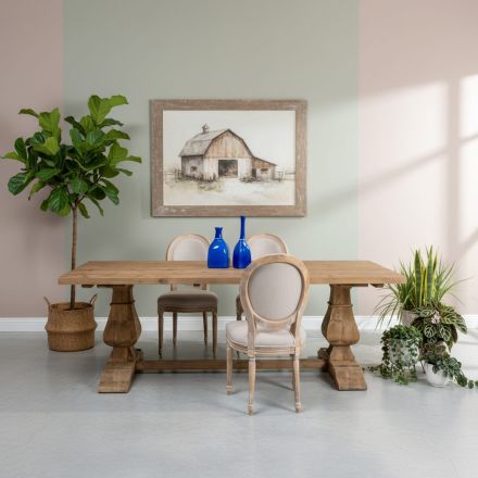 Masă fixă 240x100 cm din lemn de pin natural învechit - Africo Viadurini