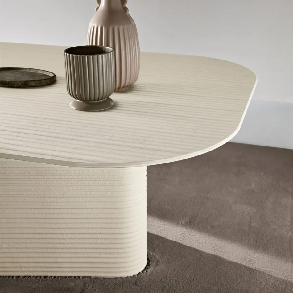 Masă fixă 240x120 cm din sticlă cu nervuri sau vopsită, fabricată în Italia - Varo Viadurini