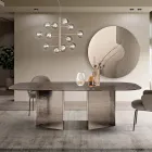 Masă fixă 240x120 cm din sticlă transparentă cu nervuri, fabricată în Italia - Varo Viadurini