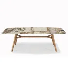 Masă fixă în formă de butoi cu bază de frasin din nuc Canaletto Fabricată în Italia - Nord Viadurini