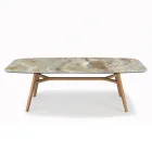 Masă fixă în formă de butoi cu bază de frasin din nuc Canaletto Fabricată în Italia - Nord Viadurini